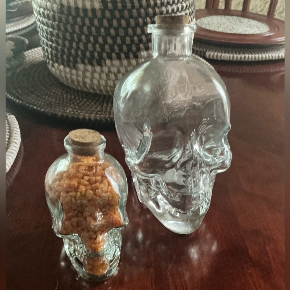 Skull Glass Bottle Set of Two